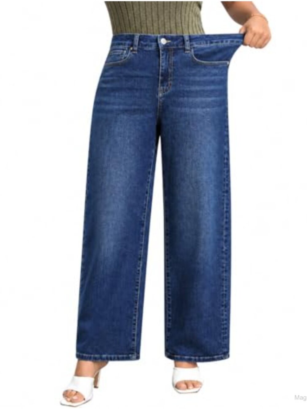Plus Size High Waist Wide Leg Stretchy Full Length Jeans